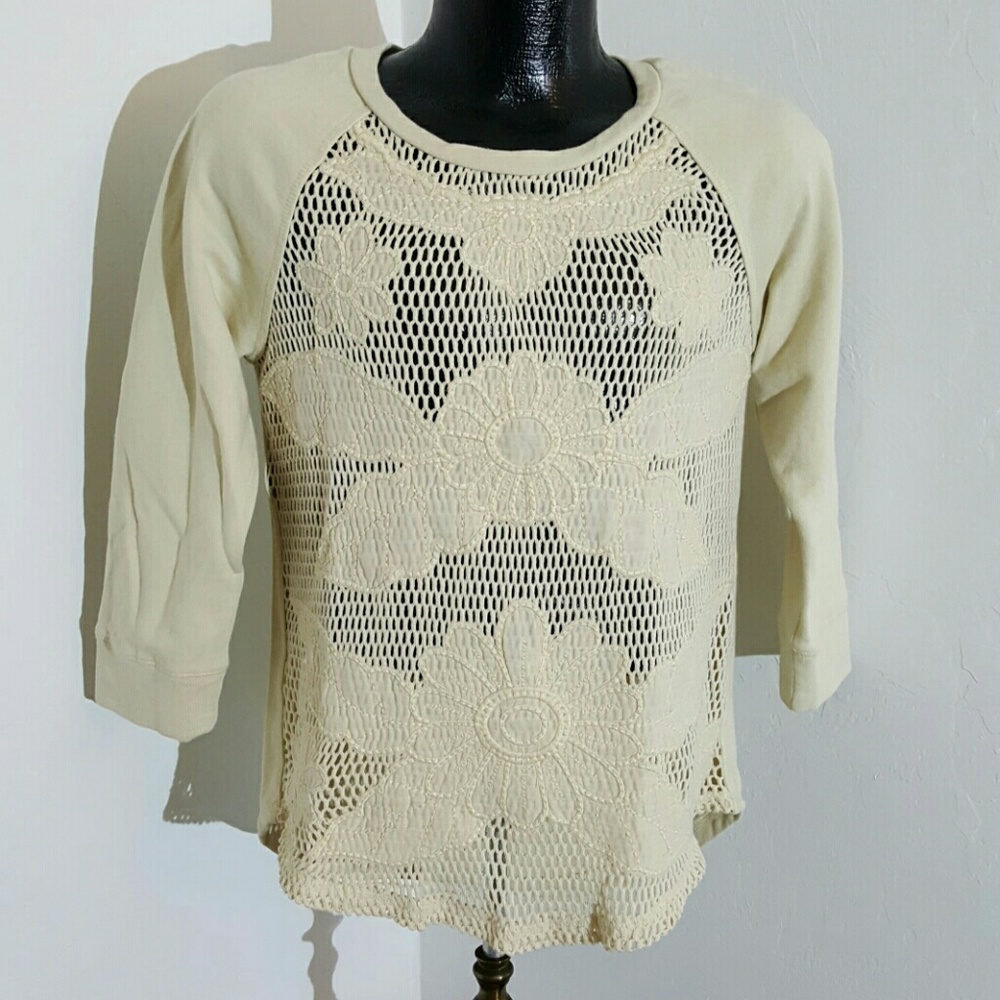 Lucky Lotus Embroidered Tunic Top Womens S Long Sleeve